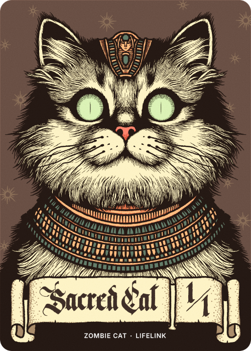 A card featuring a sacred cat