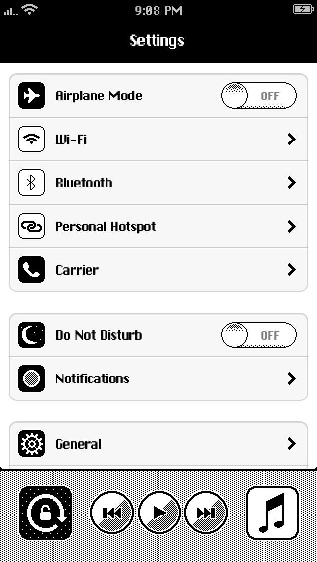 iOS'86 settings and app switcher